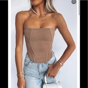 NWT - White Fox Boutique Sharp Edges Bustier in Dark Nude